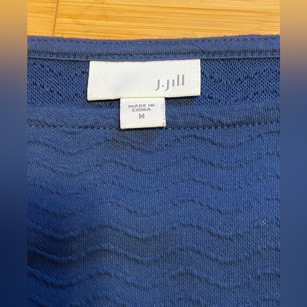 J.Jill Blue Textured Wave Knit Long Sleeve Top Size M - Picture 4 of 5